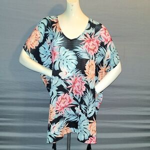 Floral Strappy Lattice Back Swimsuit Cover Up